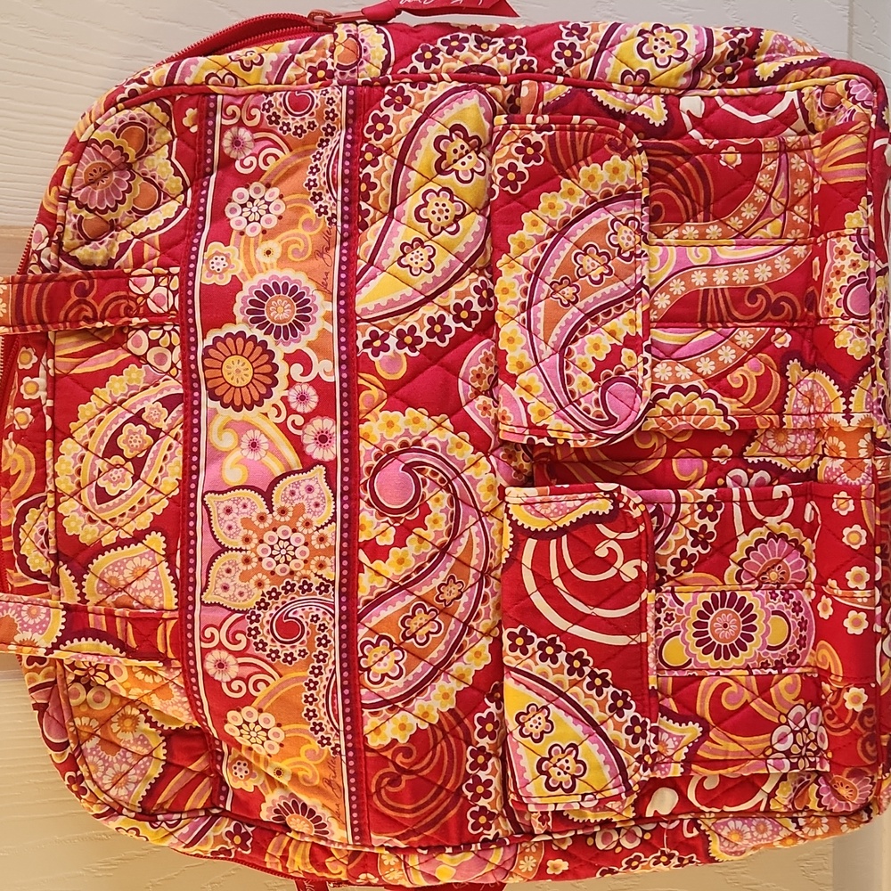 Vera Bradley Pink and Yellow Floral Bag & Matching Wristlet